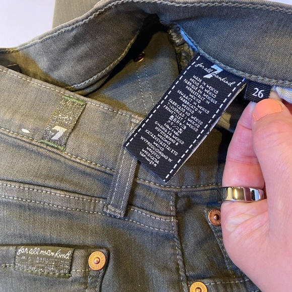 7 For All Mankind 26 olive / army green women’s jeans - Picture 4 of 16